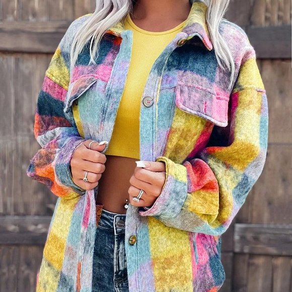 . Jackets & Blazers - Multicolor Casual Women's Regular Fit Jacket With Colorful Pocket Design